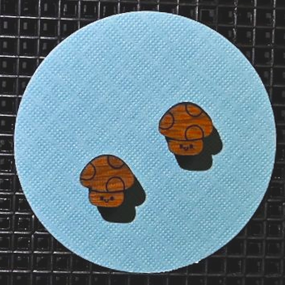Smiling Mushroom Wooden Earrings
